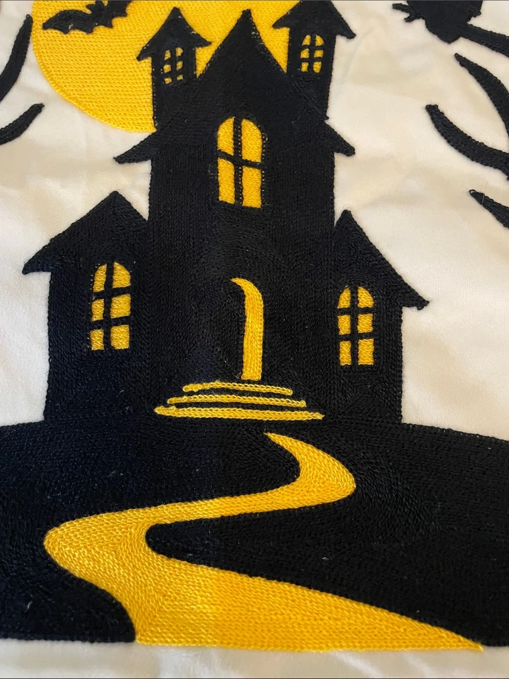 Halloween Haunted House Decorative Pillow Cover - Black, White & Yellow